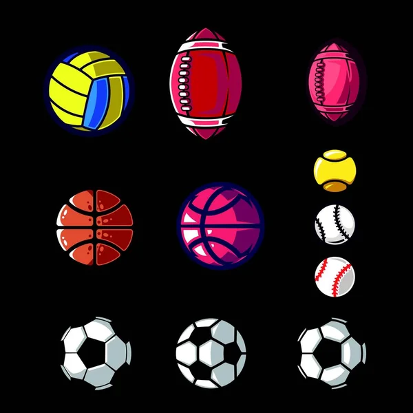 Sada Sportovní Míč Obchodní Logo Design Vektorové Šablony Kolekce — Stockový vektor