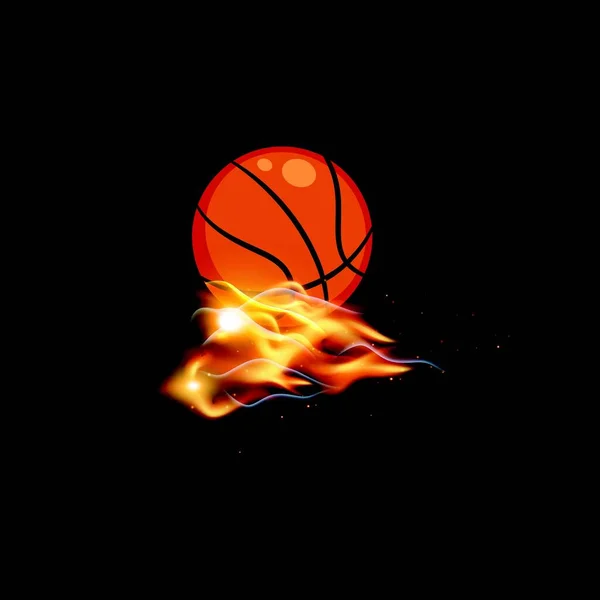 篮球与火商标志设计矢量模板 — 图库矢量图片