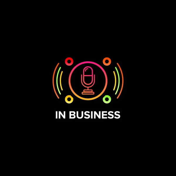 Podcast Música Modelo Vetor Design Logotipo — Vetor de Stock