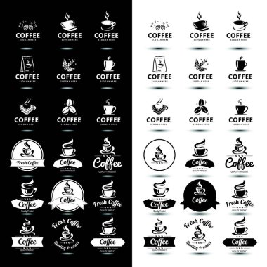 Premium retro vintage iş logosu dizayn vektör şablonu ve kahve.
