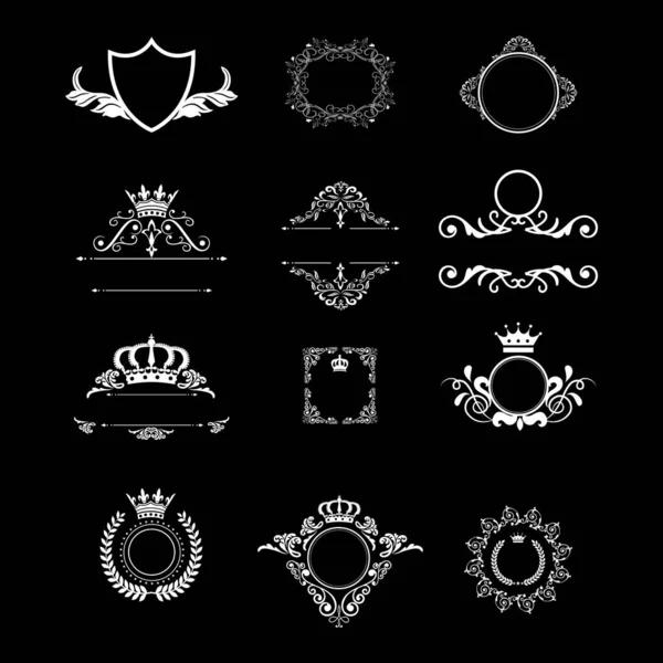 Ensemble Modèle Vectoriel Conception Logo Entreprise Cadre Ruban Badge Vintage — Image vectorielle