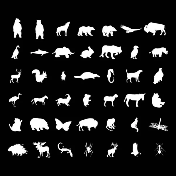 Conjunto Animal Icono Símbolo Vida Silvestre Empresa Logotipo Diseño Vector — Vector de stock