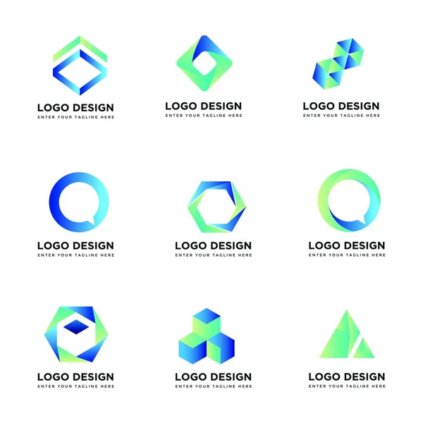 Conjunto Abstrato Negócio Logotipo Design Vetor Modelo Elemento Geométrico — Vetor de Stock