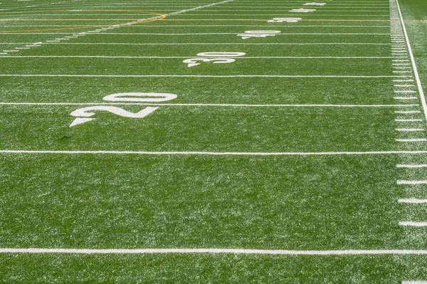 Prespective View Marker Lines Empty Football Field — Stock Photo, Image
