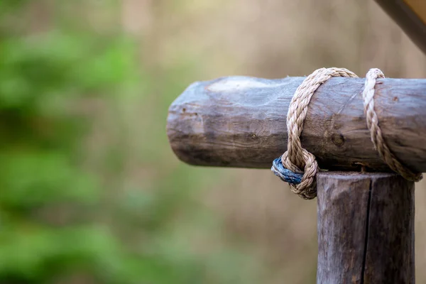 Touw Rond Paal Gebonden Camping — Stockfoto