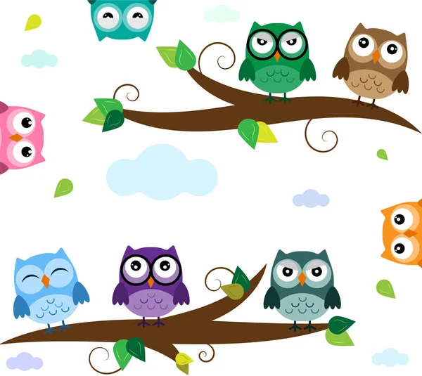 Conjunto de owls.Vector ilustraciones . — Vector de stock