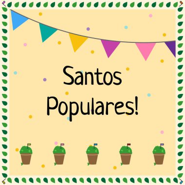Santos Populares! Tebrik kartı vektör. Manjerico bitki. 