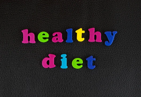 Healthy Diet Written Mix Colourful Plastic Letters Black Leather — Stock Photo, Image