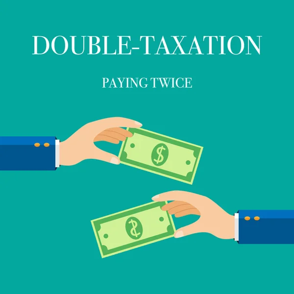 Notion Double Imposition Double Paiement Mains Air Illustration Vectorielle — Image vectorielle