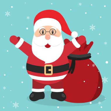 Noel tebrik kartı, Noel Baba elini sallayarak.