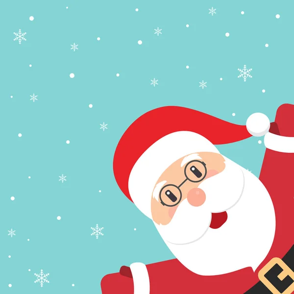 Weihnachtsgrußkarte Weihnachtsmann Winkt Mit Der Hand — Stockvektor
