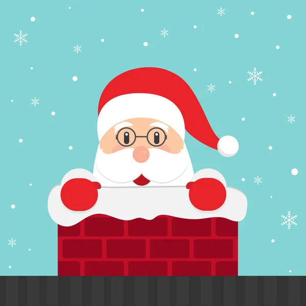 Tarjeta Felicitación Navidad Santa Claus Agitando Mano — Vector de stock