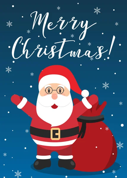 Carte Vœux Noël Père Noël Agitant Main — Image vectorielle