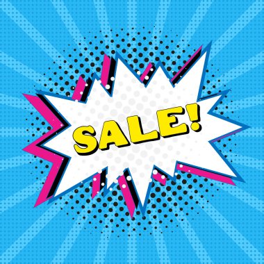 Komik konuşma balonu metin satışı renk ifade vektör çizim bulutu ses efekti.