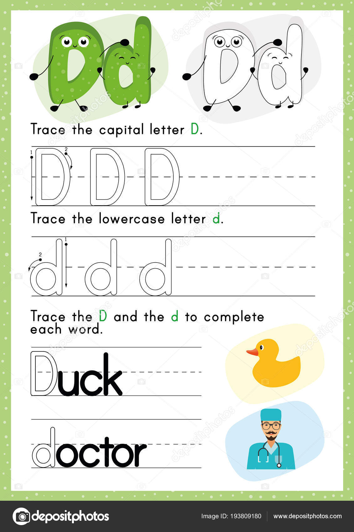 Alphabet Tracing Worksheet Writing Exercises Kids Paper Ready Print ...