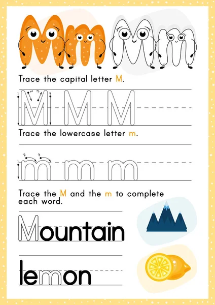 Alphabet Tracing Worksheet Writing Exercises Kids Paper Ready Print — Stock Vector