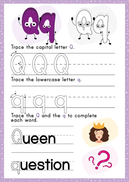 Alphabet Tracing Worksheet Writing Exercises Kids Paper Ready Print — Stock Vector