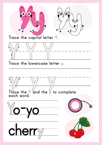 Alfabeto Tracciamento Scheda Lavoro Scrivere Esercizi Bambini Carta Pronta Stampa — Vettoriale Stock