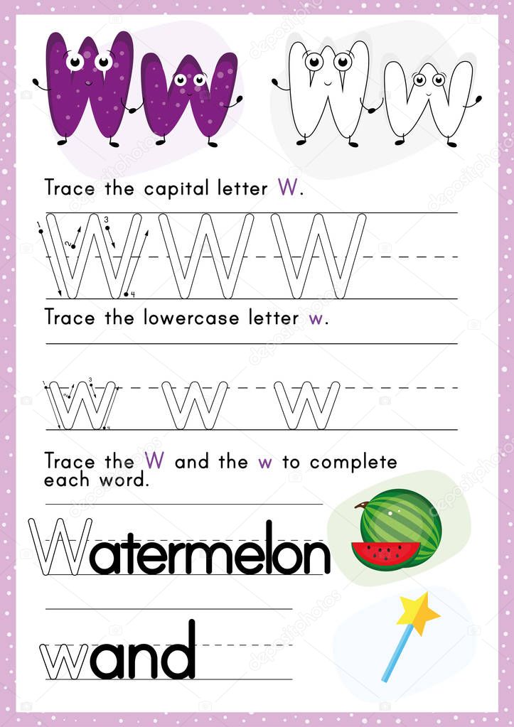Alphabet Tracing Worksheet: Writing A-Z.Exercises for kids. A4 paper ready to print.