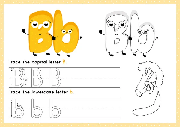 Alphabet Tracing Colouring Worksheet Écrire Exercises Pour Les Enfants — Image vectorielle