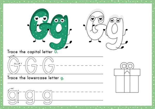 Alphabet Tracing Colouring Worksheet Écrire Exercises Pour Les Enfants — Image vectorielle