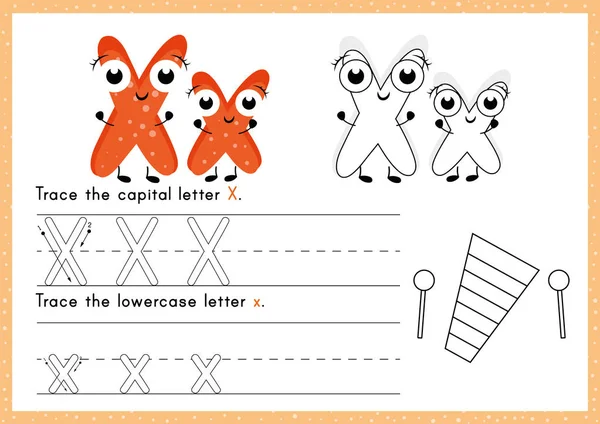 Alphabet Spårning Och Färga Kalkylblad Skriva Övningar För Barn — Stock vektor