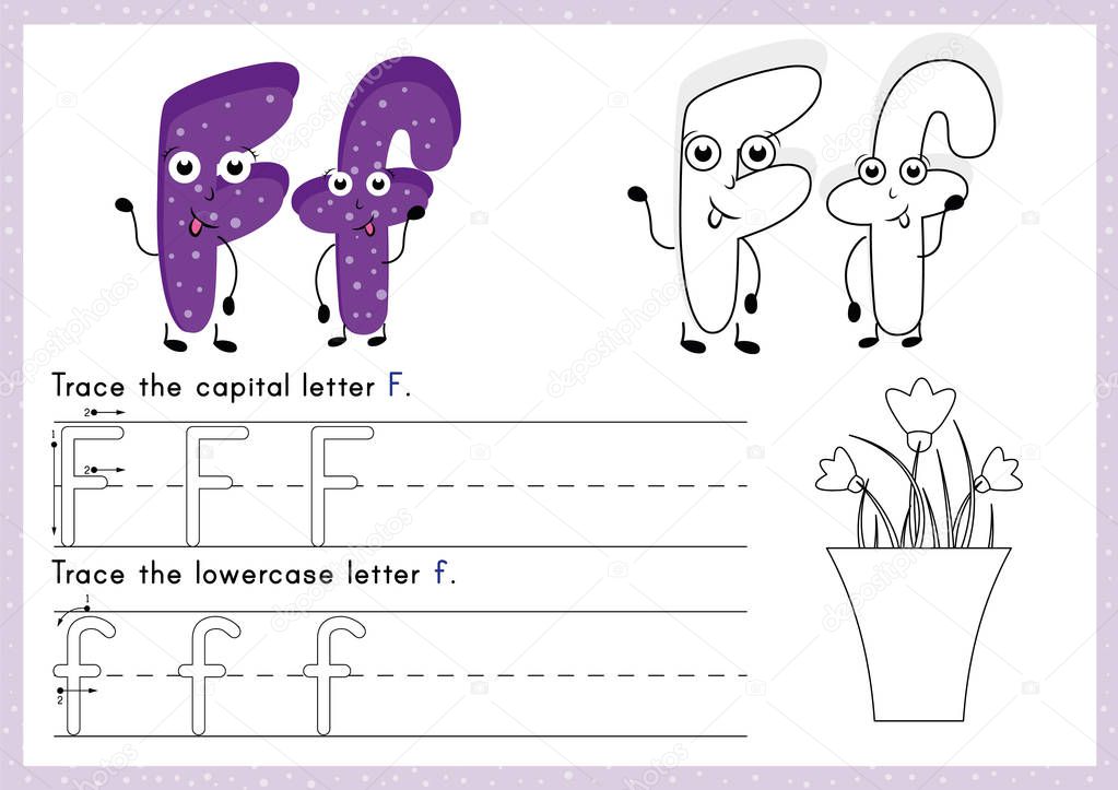 Alphabet Tracing and Colouring  Worksheet: Writing A-Z.Exercises for kids. 