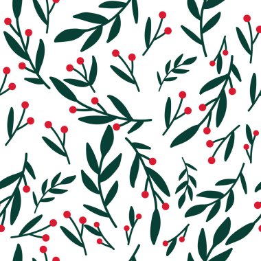 Kış Noel çiçekleri desenli arka plan. Paket kağıdı, poster, reklam, giysi, kumaş için ideal..