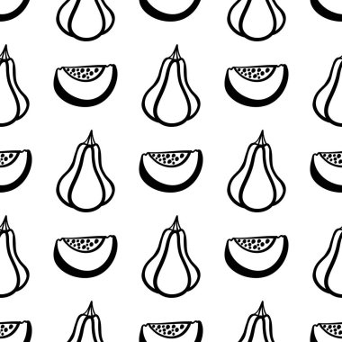 Şirin balkabakları, tek renkli elle çizilmiş arka plan. Paket kağıdı, poster, reklam, giysi, kumaş için ideal.. 