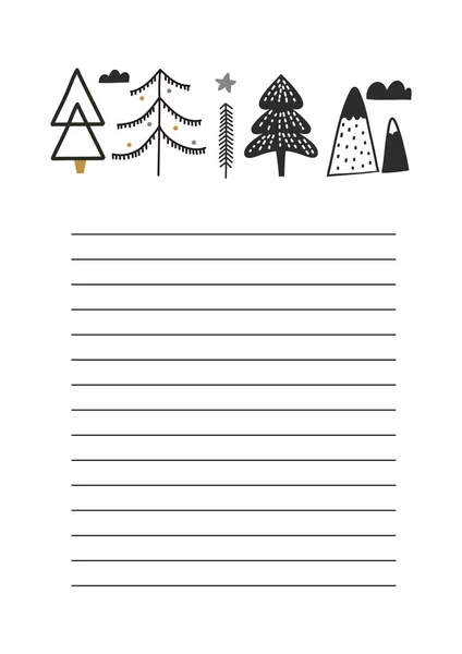 Page imprimable pour notes, format A4, doodle scandinave — Image vectorielle