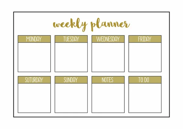 Weekly fashion planner, A4 format printable page — Stock Vector