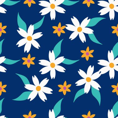 Bahar çiçekleri ve yapraklar yumuşak renklerde, pürüzsüz desen tasarımı