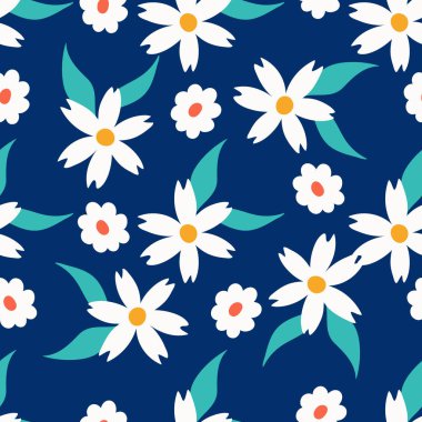 Bahar çiçekleri ve yapraklar yumuşak renklerde, pürüzsüz desen tasarımı