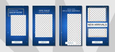 Reklam. Hikaye tasarımı, 10. bölüm. Terfi için düzenlenebilir kapak tasarımı. Kış teması, kar taneleri ve ışıltılar.