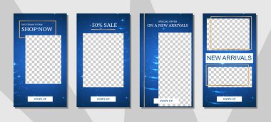 Reklam. Hikaye tasarımı, 10. bölüm. Terfi için düzenlenebilir kapak tasarımı. Kış teması, kar taneleri ve ışıltılar.