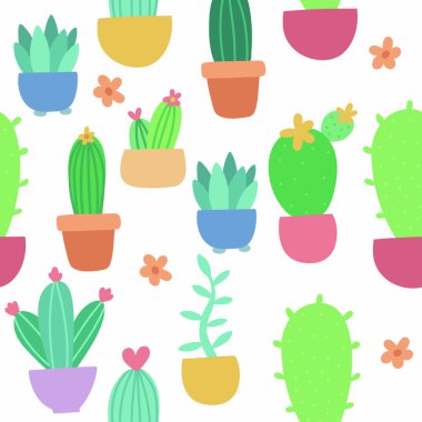 Kaktüsler pürüzsüz desen, çiçek arkaplan