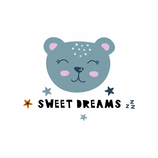 Słodki śpiący niedźwiedź, projekt przedszkola, ilustracja wektor — Wektor stockowy