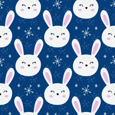 Tavşan suratlı şirin. Çocuk odası deseni çizimi. 