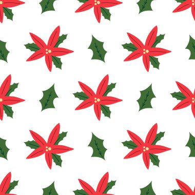 Noinsettias pürüzsüz desen, dokuma dolgusu, kış çiçekleri arka planı