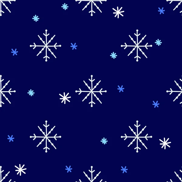 Schnee und Schneeflocken nahtlose Muster, Kinderzimmer Hintergrund. — Stockvektor