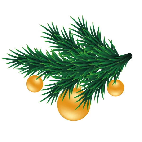 Tak van versierde boom met ornamenten, vector illustratie — Stockvector