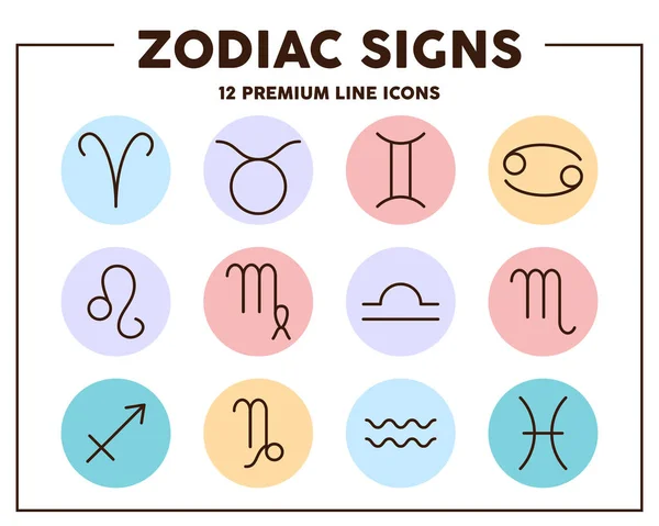 L'astrologie signe des icônes minces. Signes du zodiaque. Illustration vectorielle éléments de symbole pour la conception web . — Image vectorielle