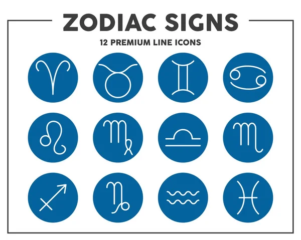 Astrologia semnează icoane subțiri. Semne zodiacale. Elemente simbol ilustrație vectorială pentru web design . — Vector de stoc