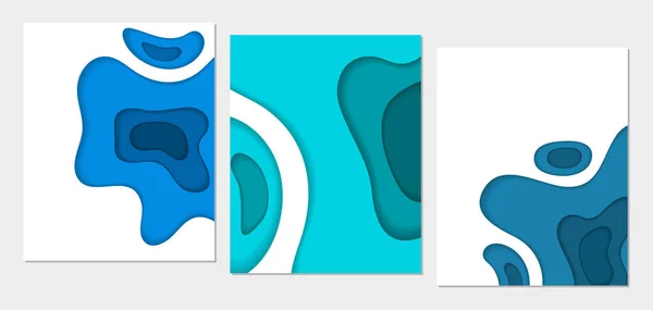 3d abstrato fundo A4 banners no estilo de corte de papel, ondas de corte . — Vetor de Stock