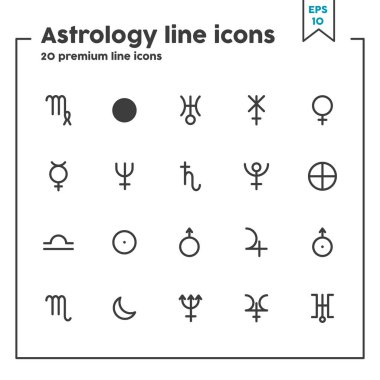 Astroloji ince çizgi ikonu. Web tasarımı ve uygulamaları için vektör illüstrasyon sembolleri