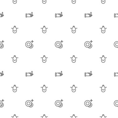 Temizlik servisi deseni. İnce çizgi vektör ögeleri. 