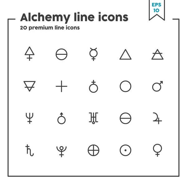 Alkimia vékony vonal ikon. Vektor illusztráció szimbólum elemek web design és alkalmazások — Stock Vector
