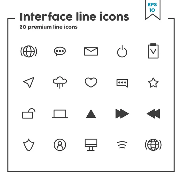 Ícone de linha fina de interface. Elementos de símbolo de ilustração vetorial para web design e aplicativos —  Vetores de Stock