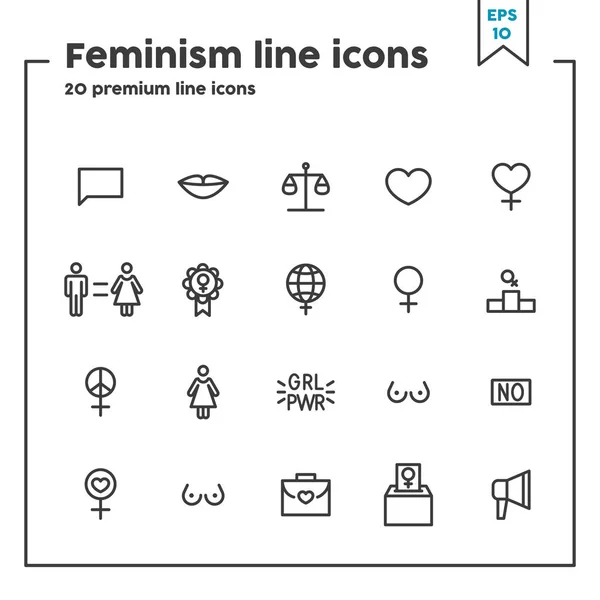 Φεμινισμός λεπτή γραμμή εικονίδιο. Έννοια της γυναικείας δύναμης. Στοιχεία συμβόλων διανυσματικής απεικόνισης για σχεδιασμό ιστοσελίδων και εφαρμογές — Διανυσματικό Αρχείο