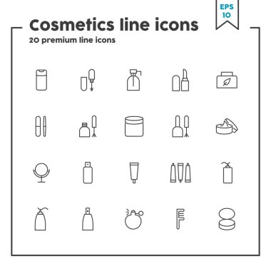 Kozmetik ince çizgi ikonu. Kadın güzellik servisi kavramı, kozmetik. Web tasarımı ve uygulaması için vektör illüstrasyon simgesi ögeleri